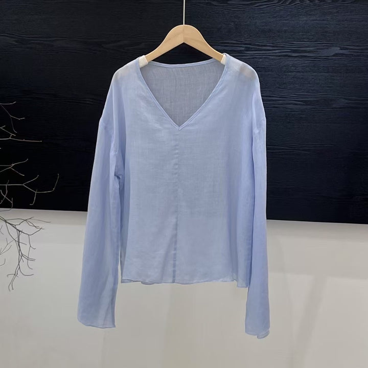 Femme Letvægts Langærmet Linned blouse Stilla