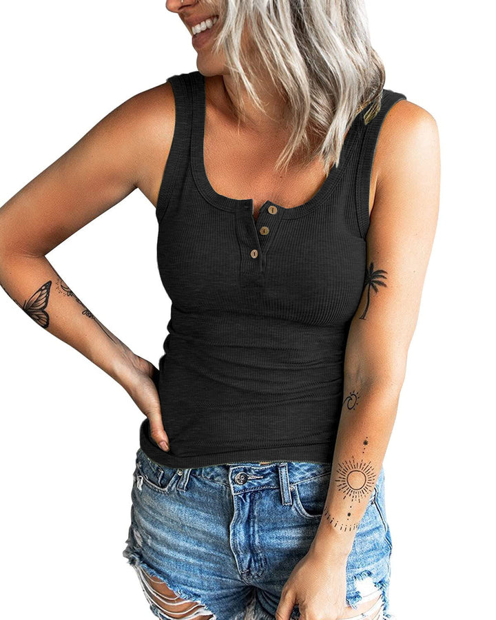 Dame Ribstrik Knap-Op Tanktop Stilla