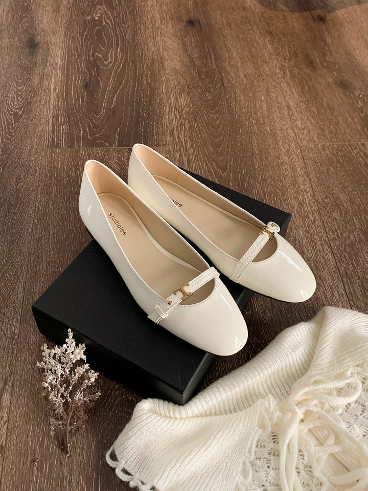 Dame Chic Spids Tå Mary Jane Ballerinas med Spænde-Detalje Stilla