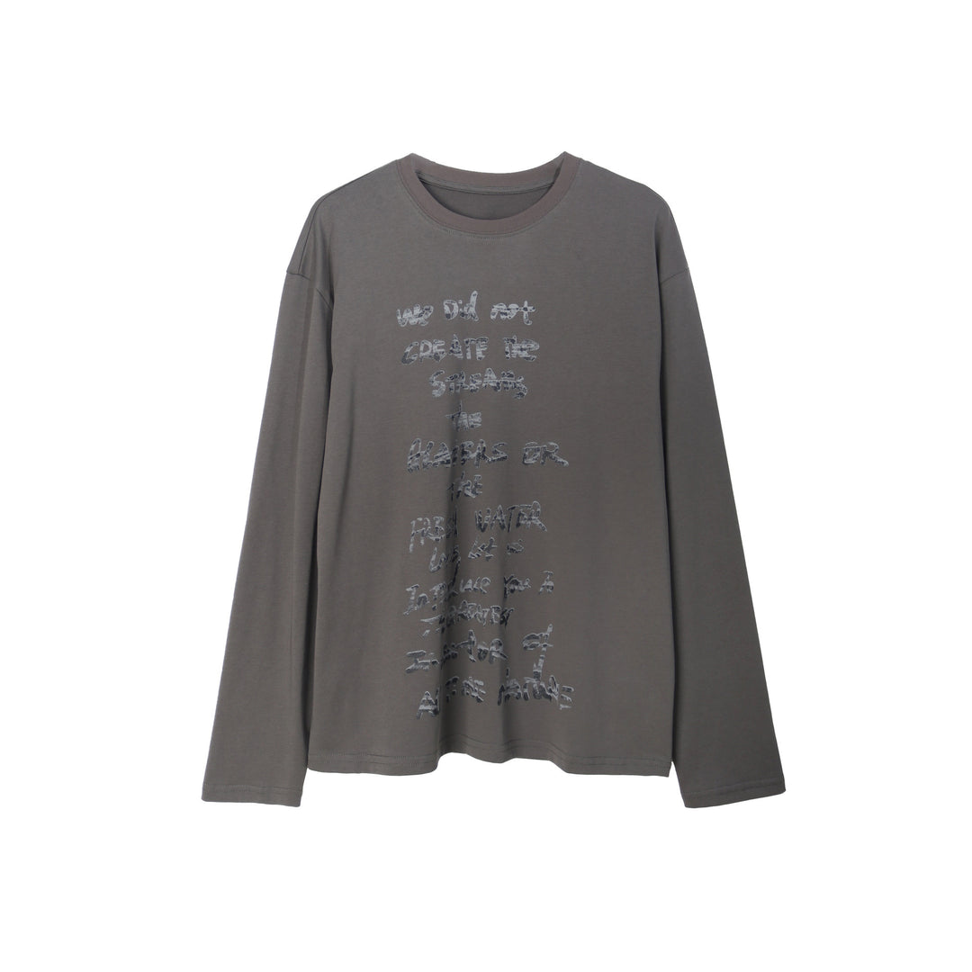 Dame afslappet longsleeve t-shirt med kreativt trykdesign Stilla