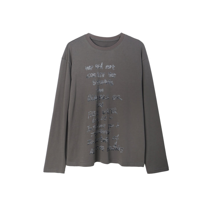 Dame afslappet longsleeve t-shirt med kreativt trykdesign Stilla