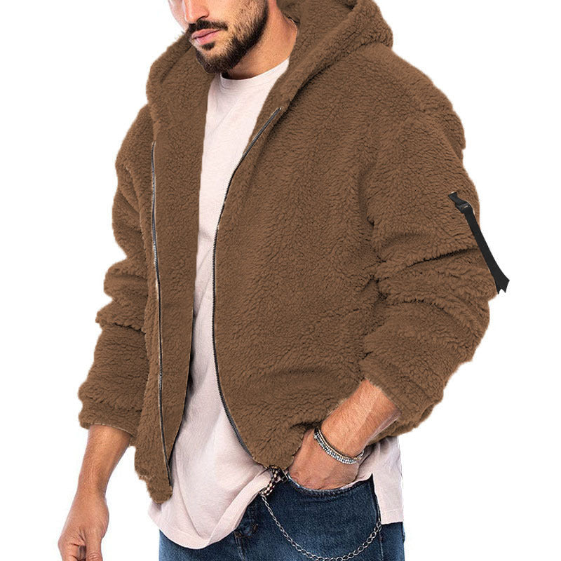 Herrer Teddy-fleece-jakke med hætte Stilla