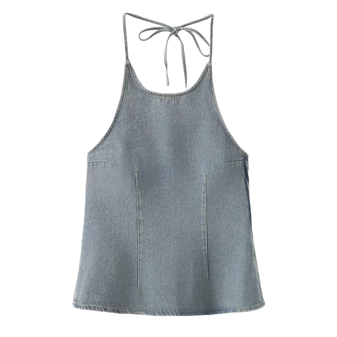 Femme Denim Halter-Top med skræddersyet snit Stilla