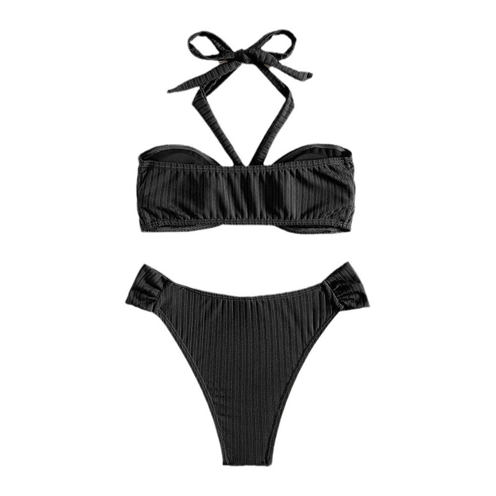 Dame Halterneck Struktur Bikini Sæt Stilla