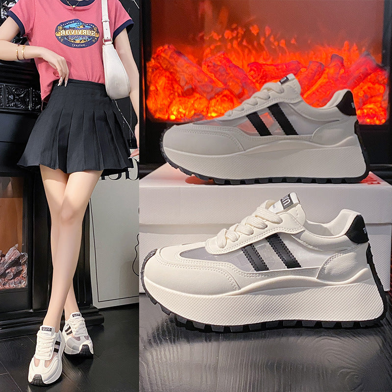 Dame Sneakers med trendy plateau sål og åndbar mesh-overflade Stilla