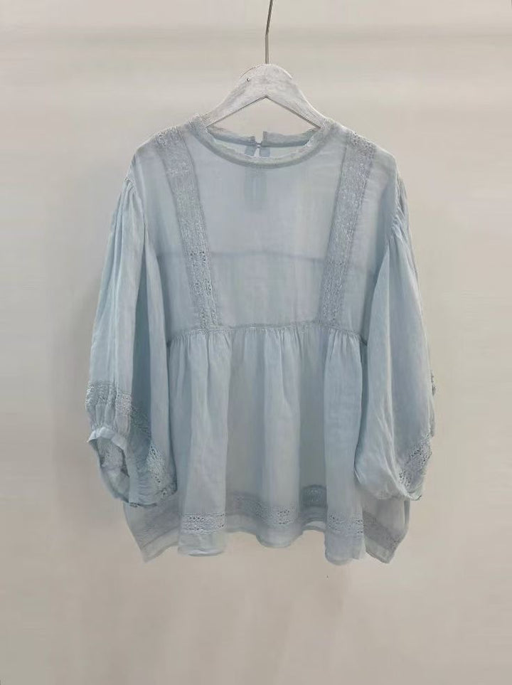 Femme Elegant Afslappet Pasform Spids-Detail Bluse Stilla
