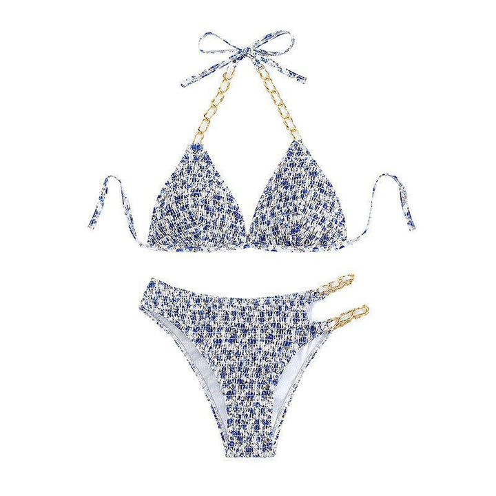 Dame Bikini-sæt med elegant kæde-detalje og blomstret mønster Skovae