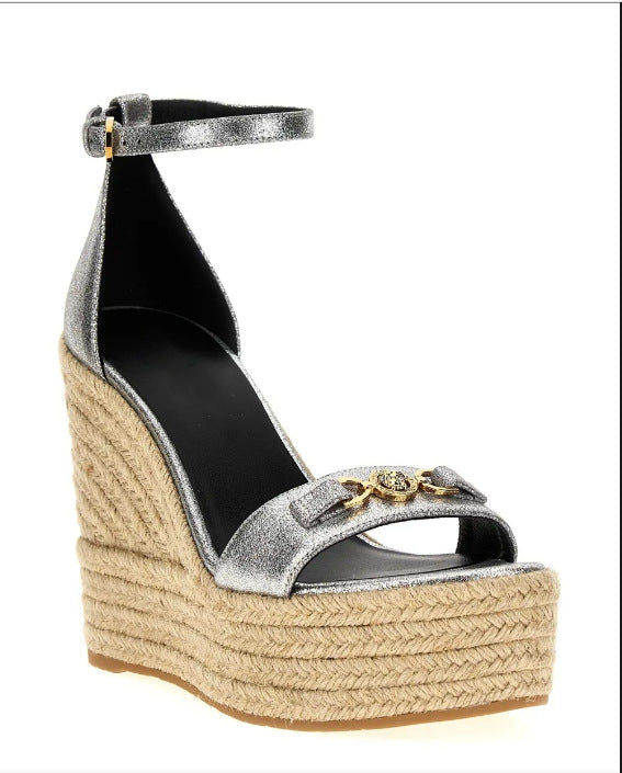 Femme Espadrille Keil Sandaler med justerbar ankelrem og dekorativ kæde Stilla