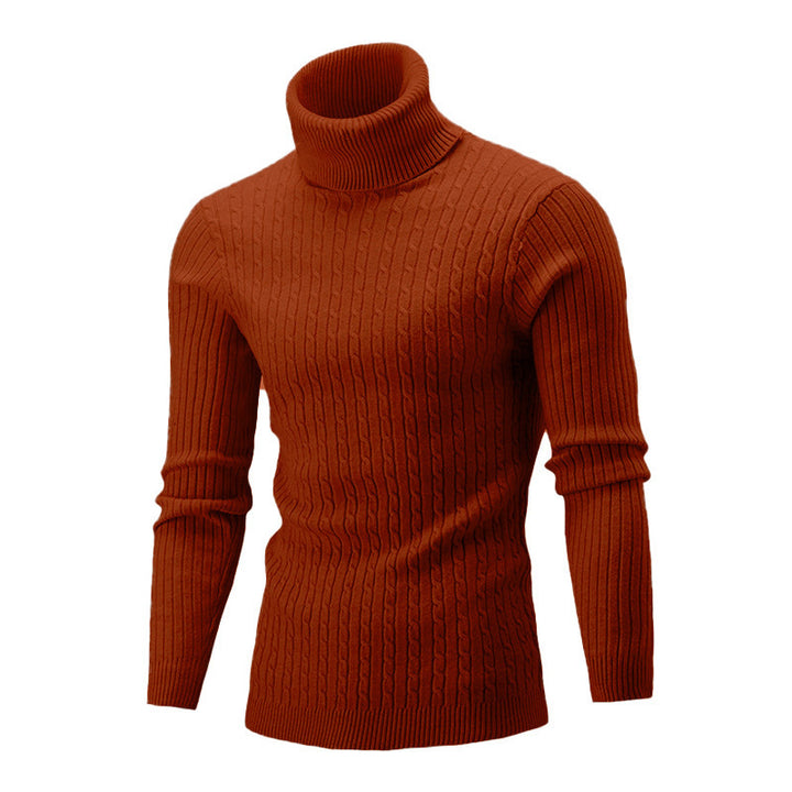 Herre elegant rullekravepullover med struktureret ribdesign og tætsiddende pasform Stilla
