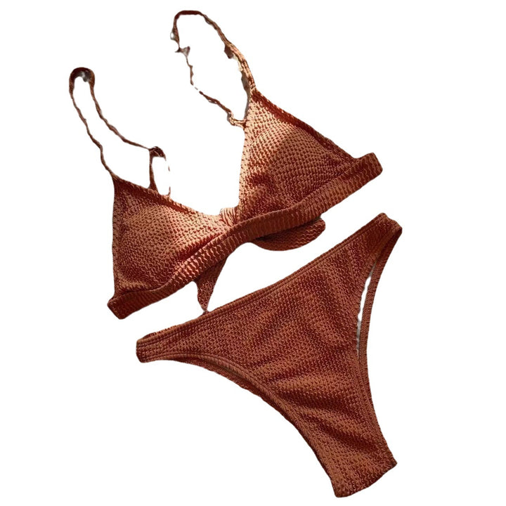 Dame Woven Triangle Bikini Sæt med justerbare stropper Stilla