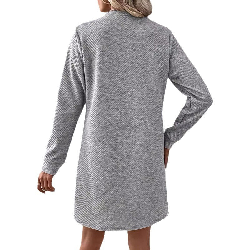 Dame afslappet sweatkjole med struktureret design og lange ærmer Stilla