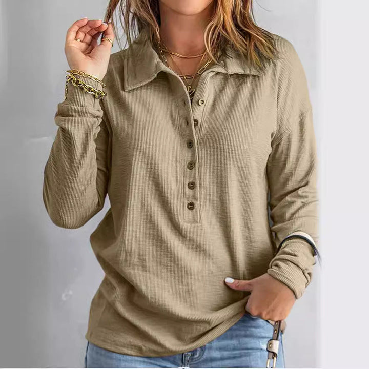 Stilla | Elegant Langærmet Bluse Med Knapliste