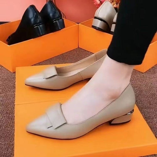 Dame ballerinas med stilfuld sløjfe accent og elegant blokhæl Stilla