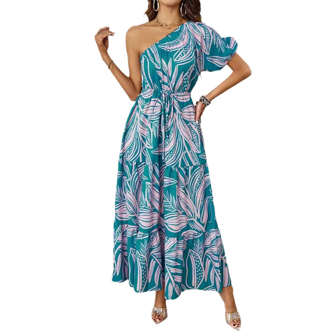 Damer Sommer Maxi Kjole med Asymmetrisk Snit og Blomsterdesign Stilla