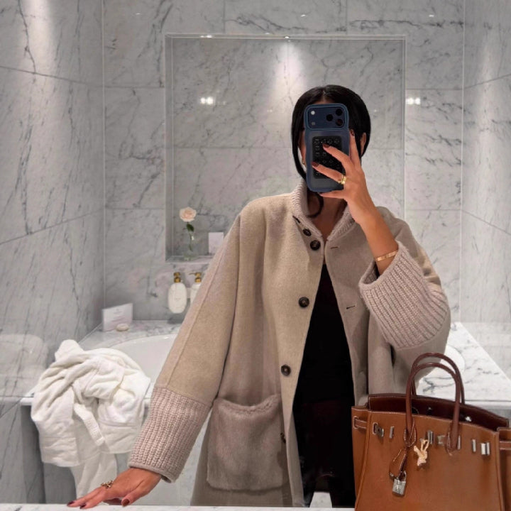 Kvinder Plus Size Uld Jakke med Unikke Detaljer Stilla
