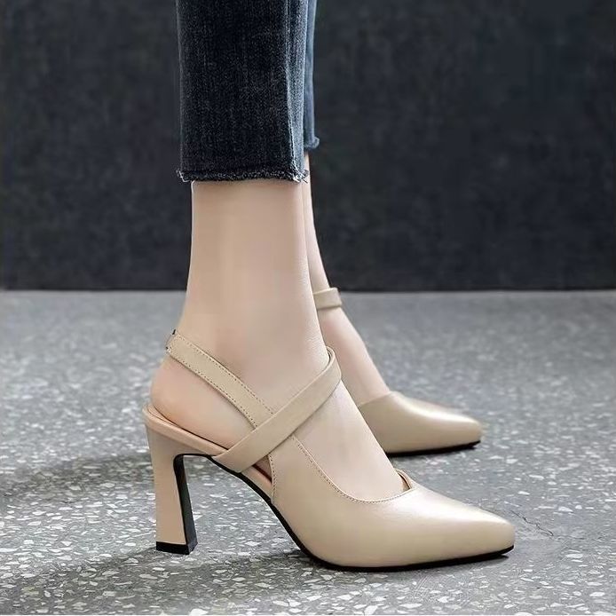 Dame High-Heel Slingback-pumps med elegant blokhæl og komfortabelt remdesign Stilla