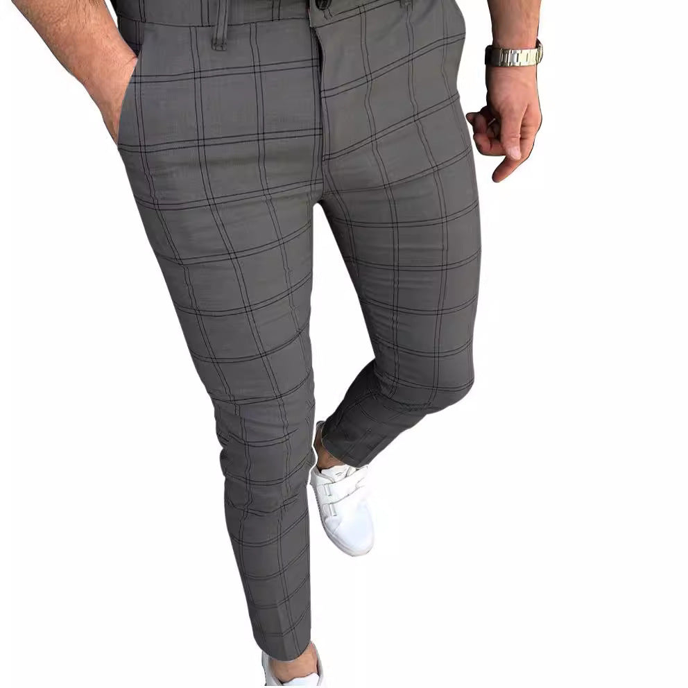 Herre mode Slim-Fit Chino-bukser med ternet mønster Stilla