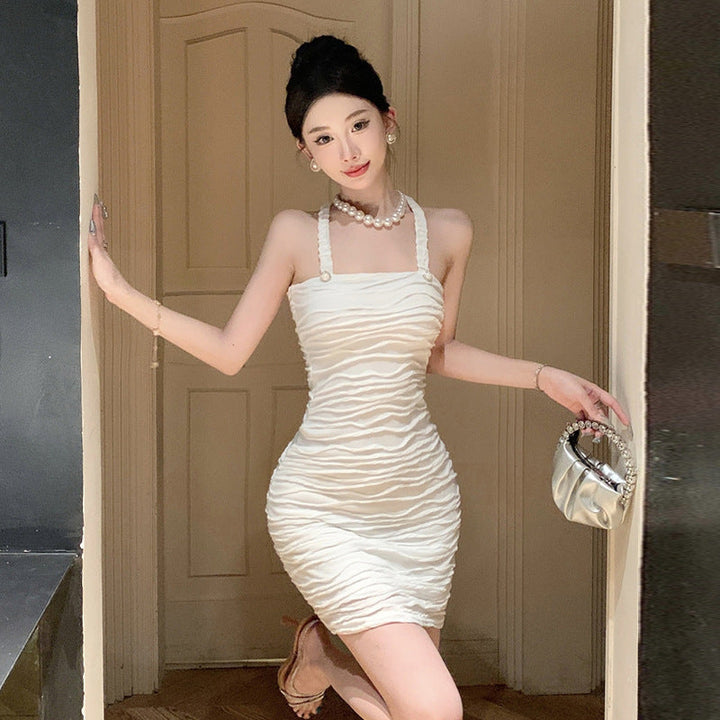 Stilla | Rynket-Kjole Rynket Bodycon Slim Strop Kjole