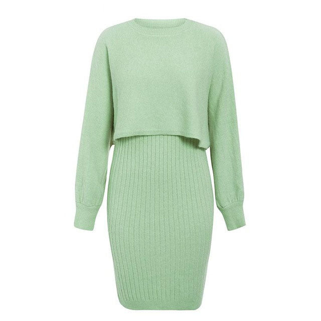 Damer Strik Kjole med Integreret Cropped Top Stilla