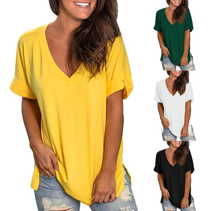 Dame Casual V-hals Løs Top Stilla