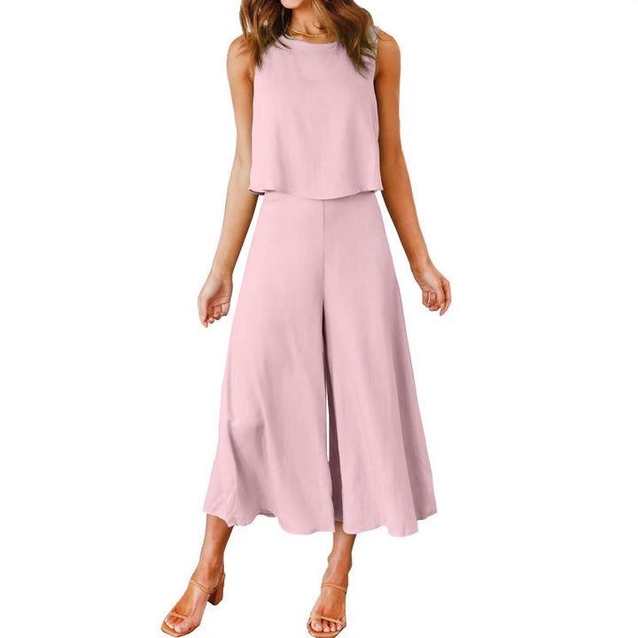 Dame behagelig jumpsuit med vid ben og off-shoulder design Skovae