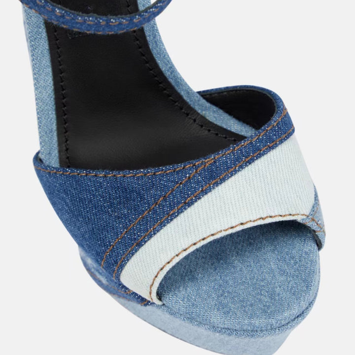 Femme Platform Højhælede Denim Sandaler Stilla