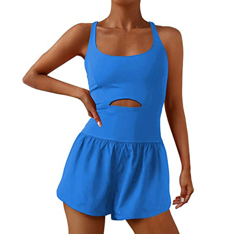Dame Sporty jumpsuit med figursyet snit og dyb udskæring Skovae