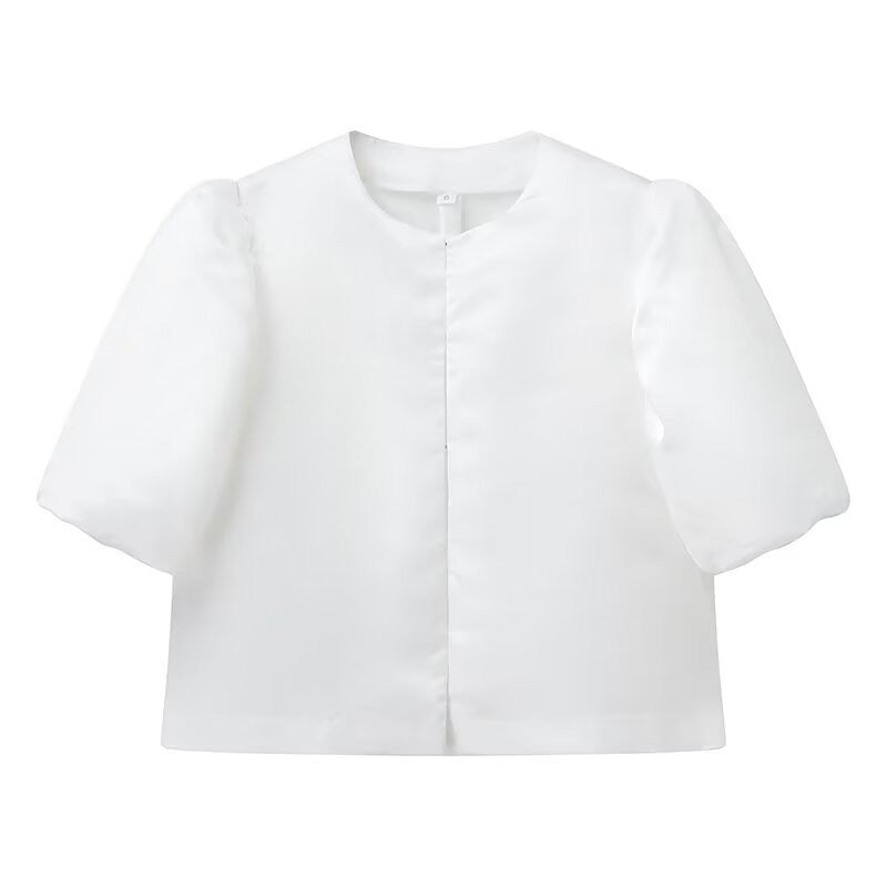 Dame stilfuld bluse med puffærmer Skovae