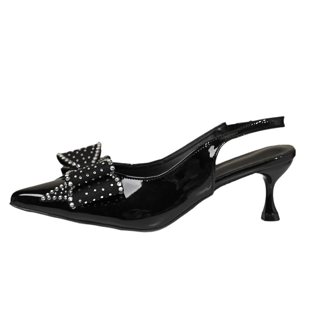 Dame Slingback Pumps med glitrende sløjfe-detalje og elegant hældesign Stilla