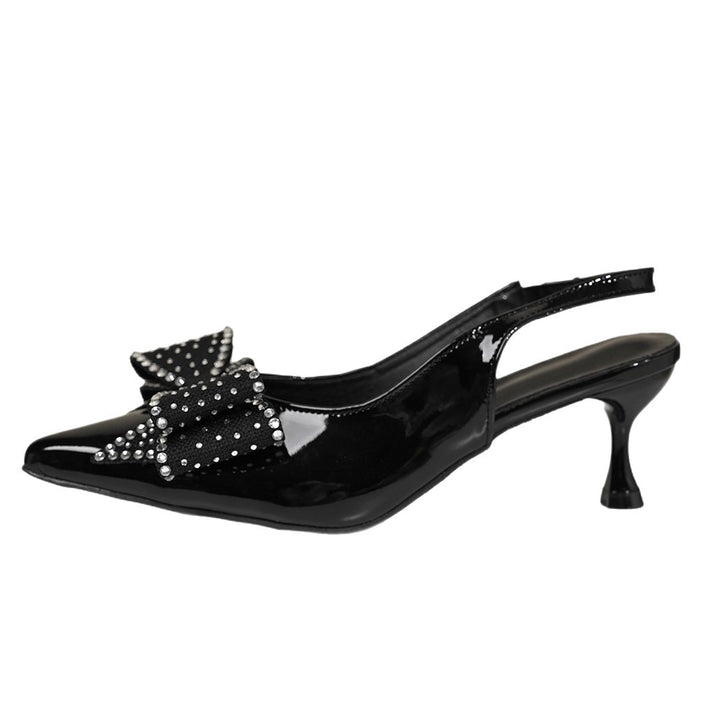 Dame Slingback Pumps med glitrende sløjfe-detalje og elegant hældesign Stilla