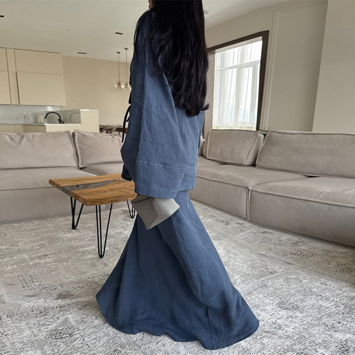 Dame Elegant Kimono-Style Jakke af let hør Stilla