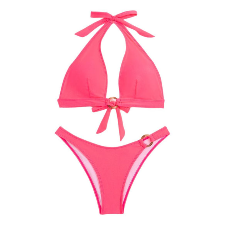 Dame Triangel-Bikini med høj halterneck og dekorativ ringdetalje Stilla