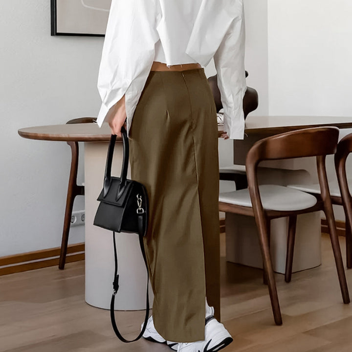 Dame elegant Maxiskørt med figursyende snit og praktiske lommer Stilla