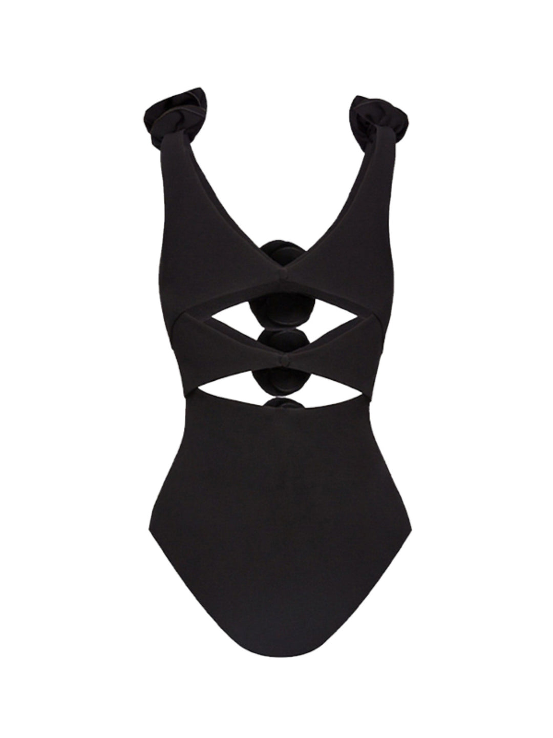 Dame én-delt badedragt med blomster ruffle-detalje og moderne cut-outs Stilla