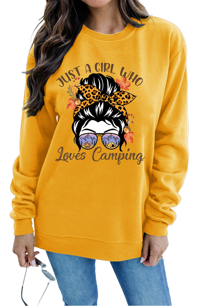 Kvinders sweatshirt med kunstnerisk campingmotiv Stilla