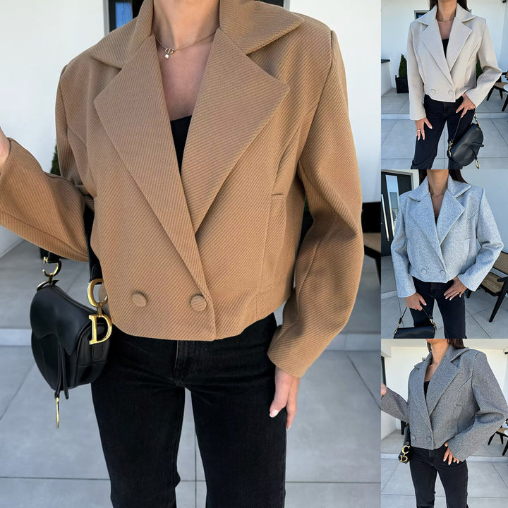 Dame cropped dobbeltradet blazerjakke Stilla