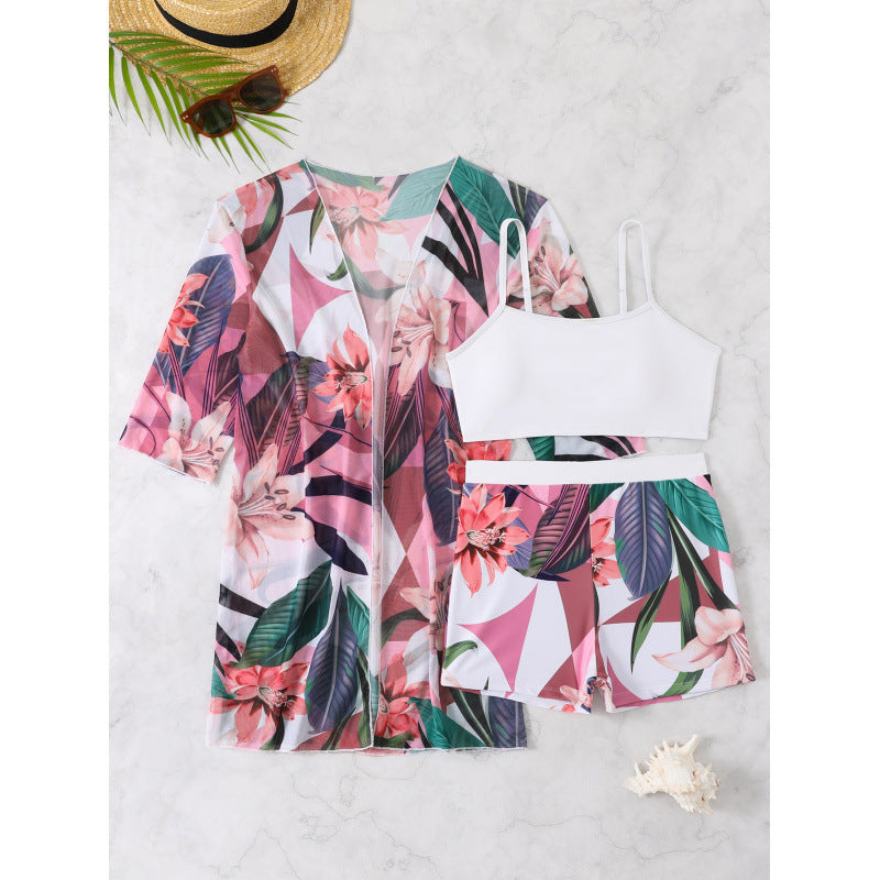 Dame Strand-sæt med luftig kimono-jakke og afslappede shorts Stilla