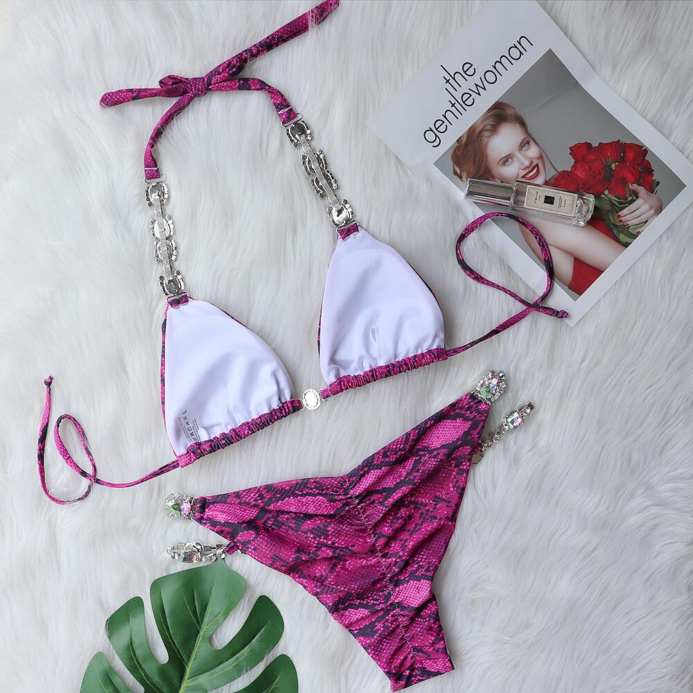 Fashion-Forward Dame Slangeskindsprint Bikini Sæt Stilla