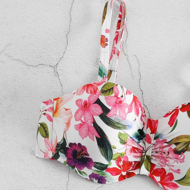 Dame Blomster Balconette-Bikini med Høj Talje Skovae
