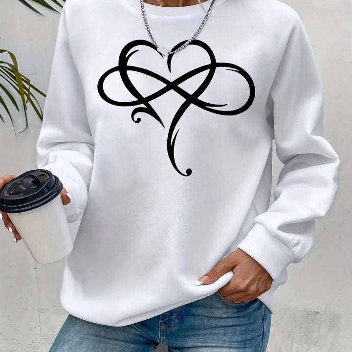 Kvinders sweatshirt med kreativt hjerte design og afslappet pasform Stilla