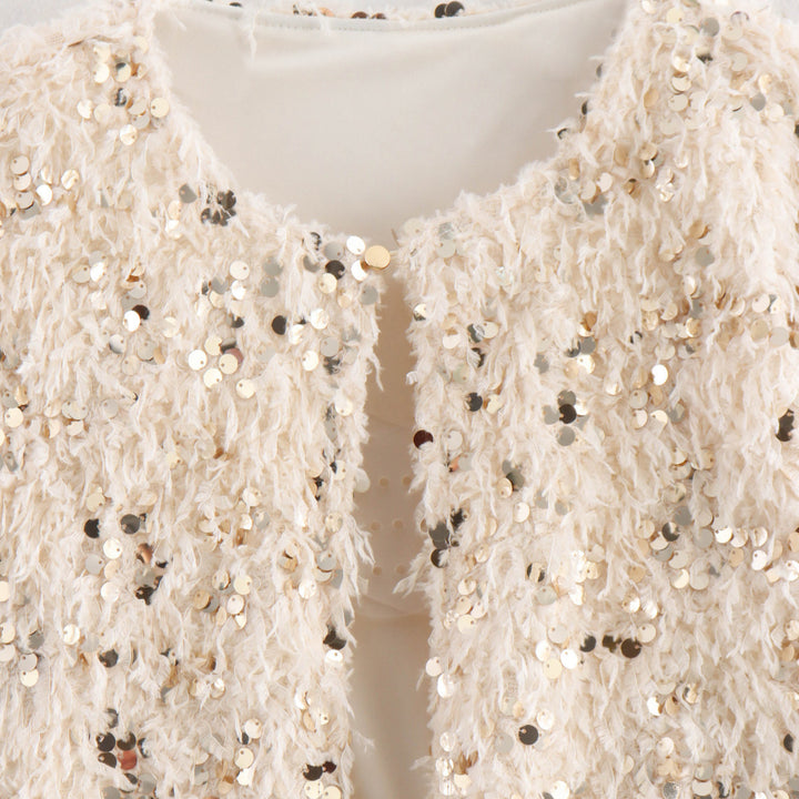 Femme Shimmery Fuzzy Crop Jakke Stilla
