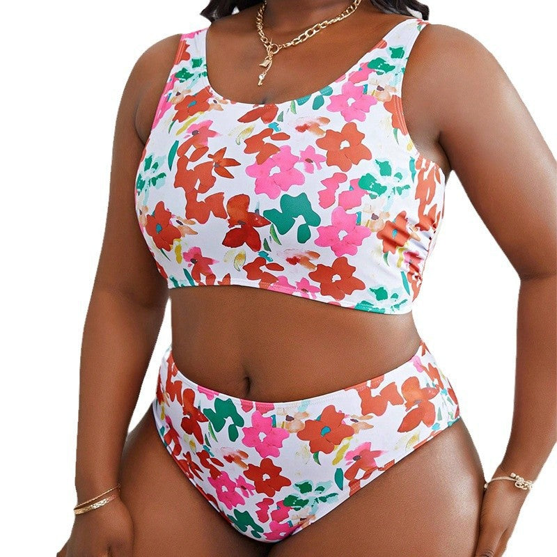 Dame Crop-Top Bikini med blomsterdesign Skovae