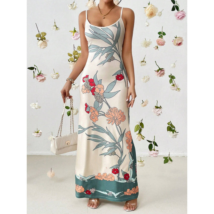 Dame Floral Print Ærmeløs Maxikjole med sideudsnit Stilla