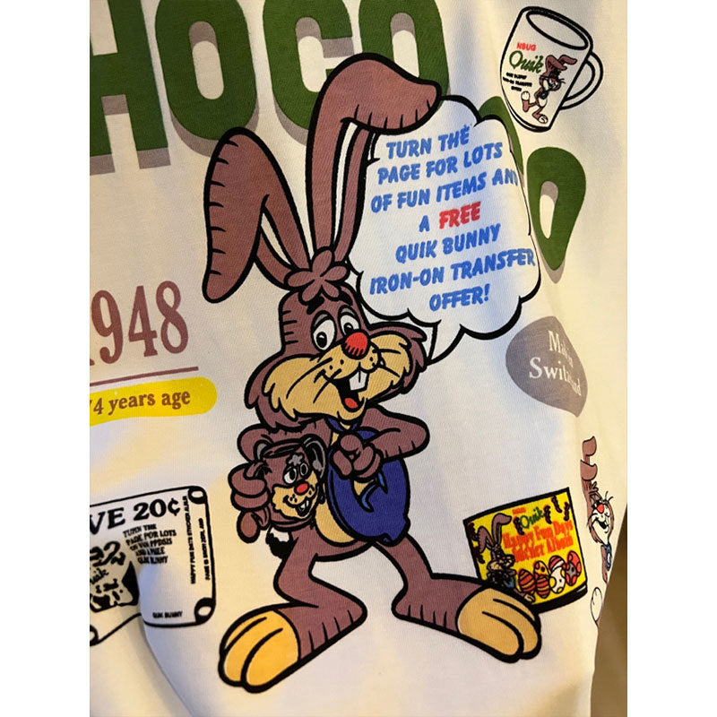 Dame T-shirt med kreativt cartoon-tryk og afslappet snit Stilla