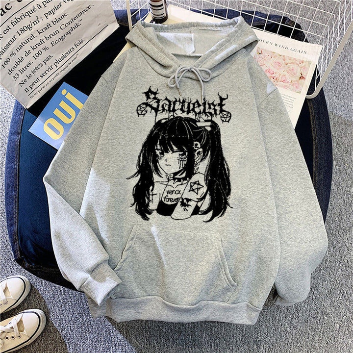Kvinders hætte sweatshirt med unikt kunstnerisk grafisk design Skovae