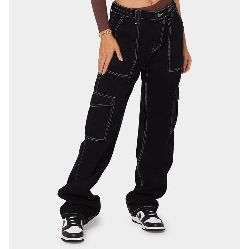 Dame Cargo-Jeans i afslappet vintage-stil Stilla