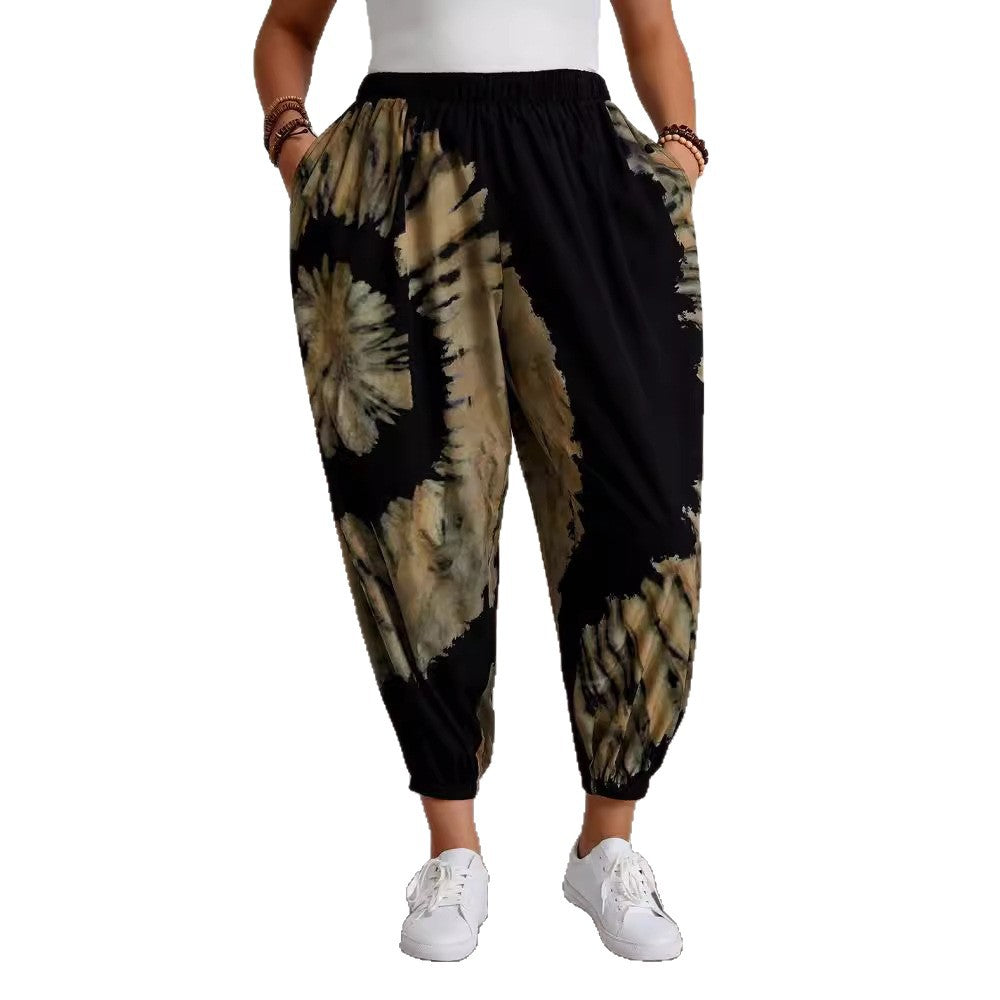Dame Mode Baggy-Bukser med elastisk talje og trendy batikdesign Stilla