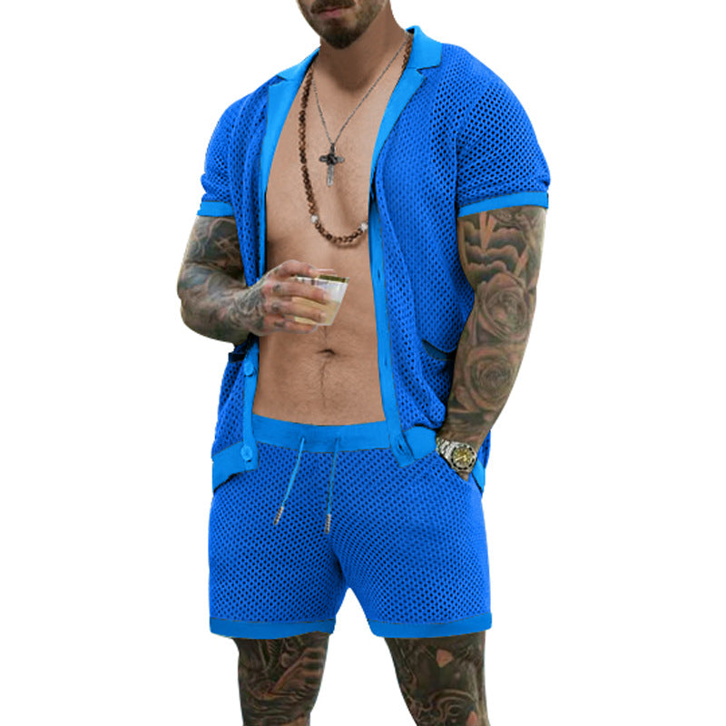 Herre luftig sommer-sæt med netdesign og elastisk talje Stilla