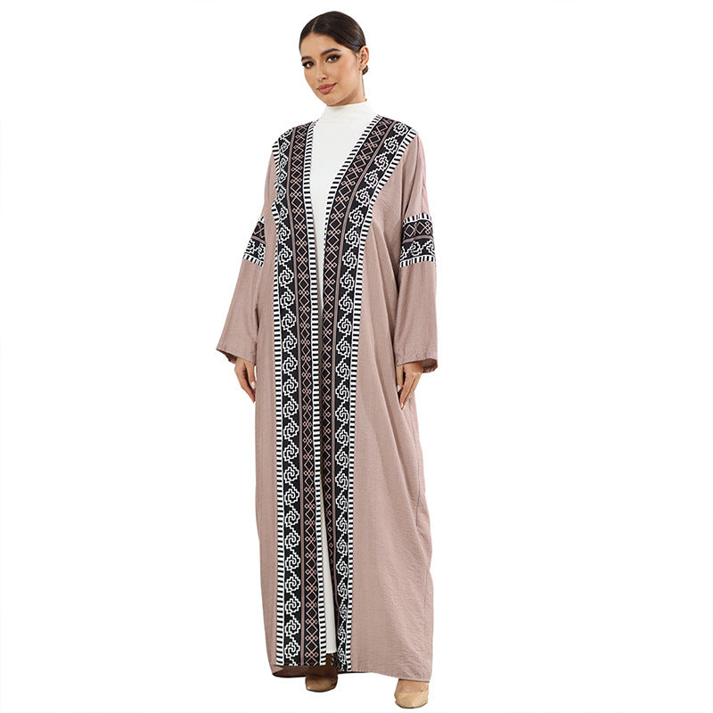 Dame Mode Kaftan med kunstneriske dekorationer Stilla