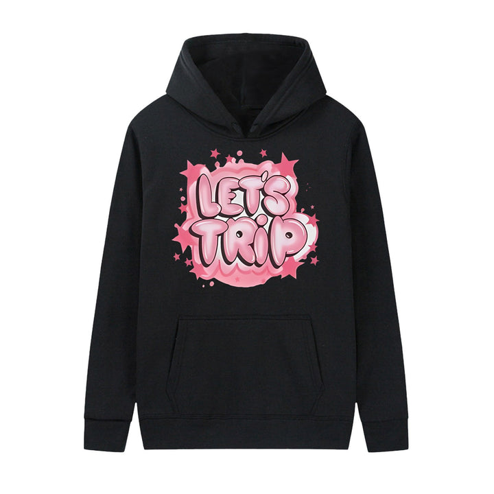 Dame hoodie med stilfuld graffiti print og behagelig pasform Skovae